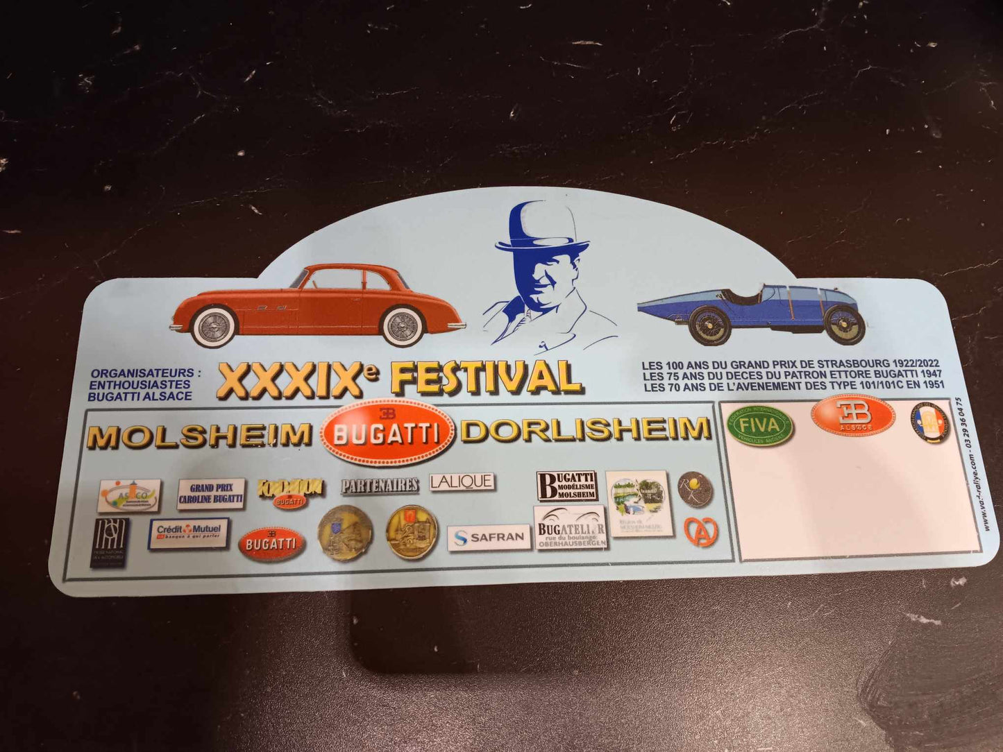 Plaque 39ème festival Bugatti