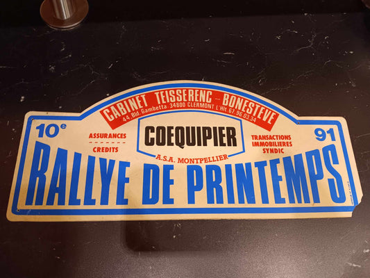 Plaque 10eme Rallye de Printemps 1991