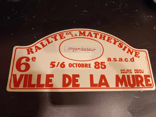 Plaque 6eme Rallye de la Matheysine 1985