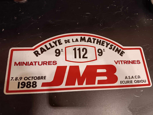 Plaque 9eme Rallye de la Matheysine 1988