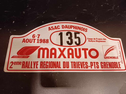 Plaque du 2ème Rallye Régional du Trieves-PTS Grenoble